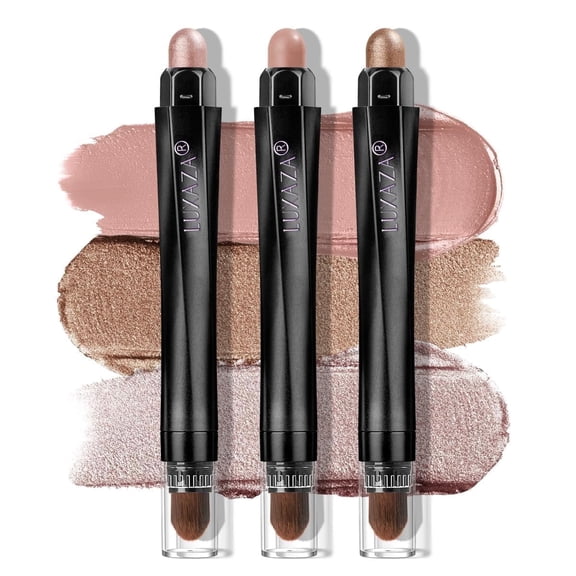 LUXAZA PRO Rosewood 3PCS Neutral Eyeshadow Stick Set, Shimmer & Matte Cream