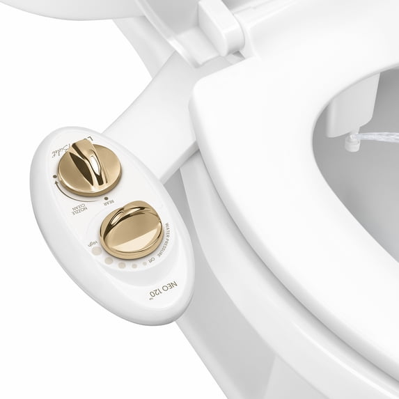 LUXE Bidet NEO 120 - Bidet Attachment for Toilet Seat, Rear Wash, Gold