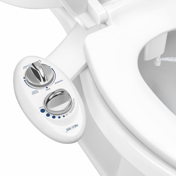 LUXE Bidet NEO 185 - Self-Cleaning, Dual Nozzle, Non-Electric Bidet Attachment for Toilet Seat, Adjustable Water Pressure, Rear and Feminine Wash (White)