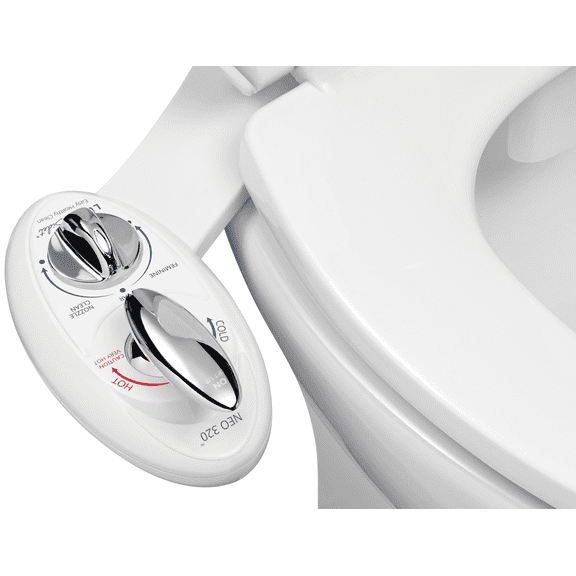 LUXE Bidet NEO 320 - Hot and Cold Water Bidet Attachment, Self-Cleaning, Rear and Feminine Wash White