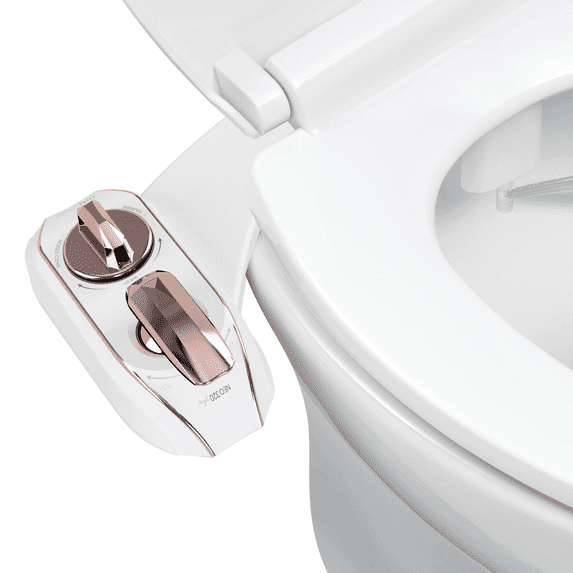 LUXE Bidet NEO 320 Plus – Next-Generation Warm Water Bidet Toilet Seat Attachment with Innovative EZ-Lift Hinges, Dual Nozzles, and 360° Self-Cleaning Mode (Rose Gold)