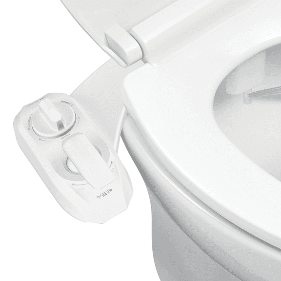 LUXE Bidet NEO 320 Plus – Warm Water Bidet Attachment, EZ-Lift Hinges, 360° Self-Clean (White)