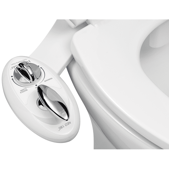 LUXE Bidet Neo 180 Luxury Fresh Water Dual-Nozzle Self-Cleaning Non-Electric Bidet Attachment, white