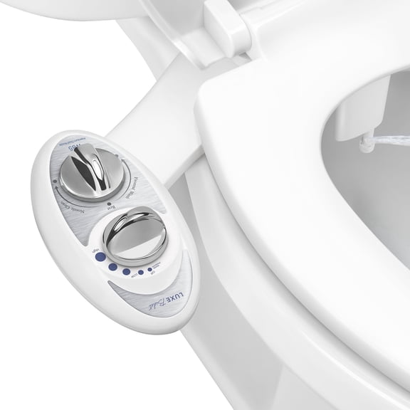 LUXE Bidet W85 Self-Cleaning, Dual Nozzle, Non-Electric Bidet Attachment for Toilet Seat, Adjustable Water Pressure, Rear and Feminine Wash (Pearl Gray)
