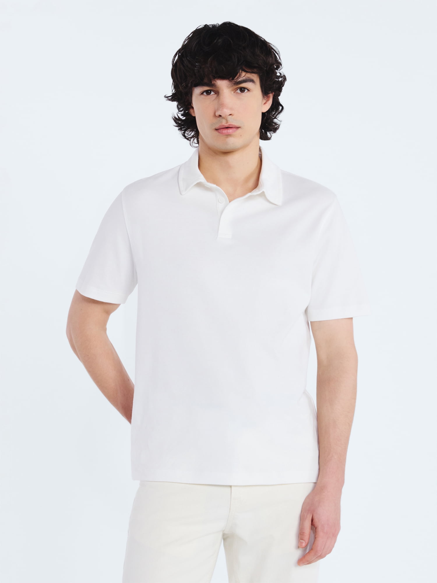Free Assembly Mens Cotton Polo Shirt with Short Sleeves, Sizes XS-3XL