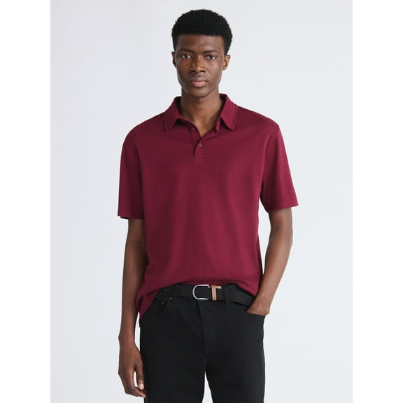 Free Assembly Mens Cotton Polo Shirt with Short Sleeves, Sizes XS-3XL