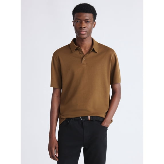 Free Assembly Mens Cotton Polo Shirt with Short Sleeves, Sizes XS-3XL