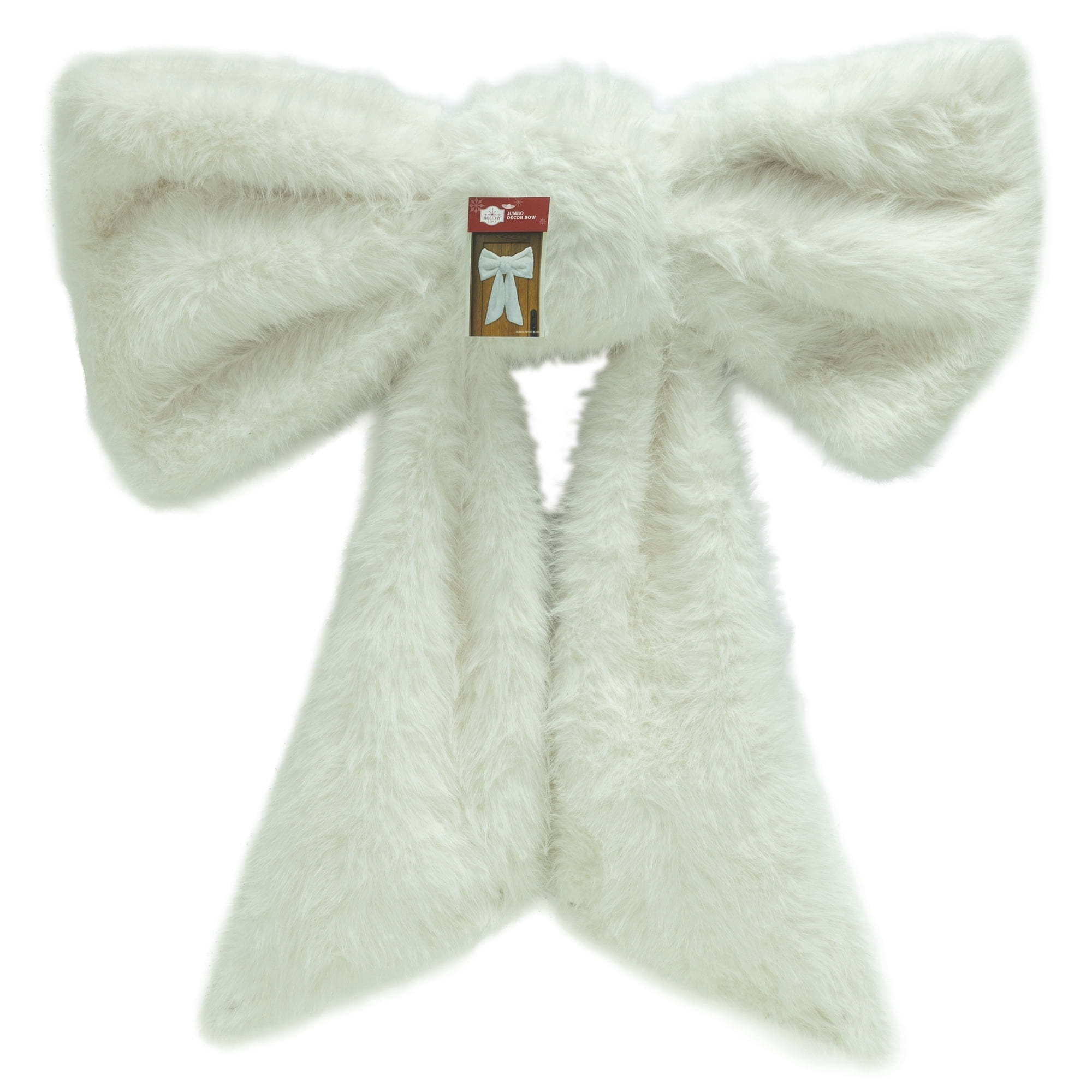 Faux Fur Decorative Christmas Bow, White, 28", by Holiday Time