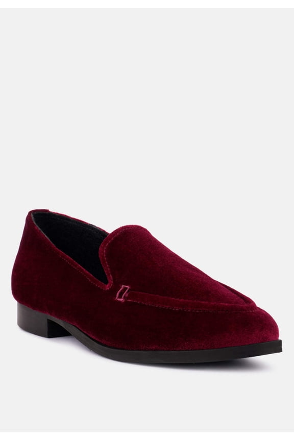 LUXE-LAP Burgundy Velvet Handcrafted Loafers