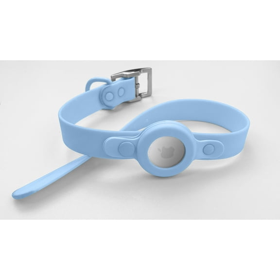 LUXE + LOLI Light Blue Dog Collar with AirTag Holder, Extra Small