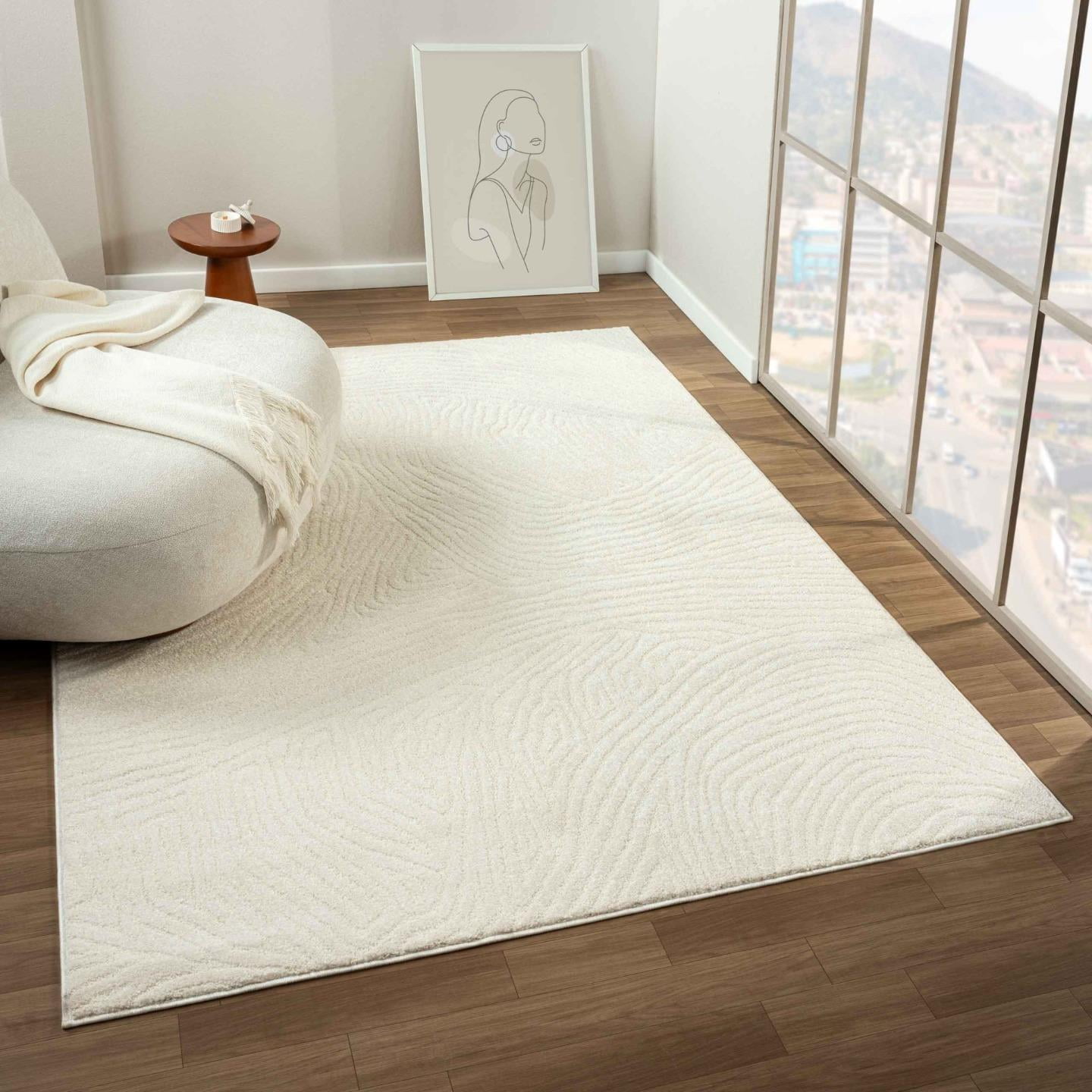 LUXE WEAVERS Abstract Cream 4x5 Area Rug for Living Room - Walmart.com