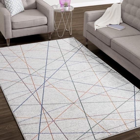 LUXE WEAVERS Abstract Lines Art Multi 8x10 Area Rug for Living Room