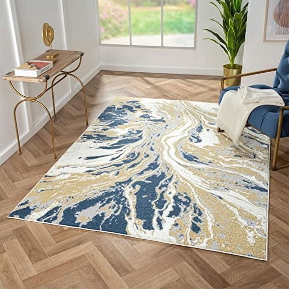LUXE WEAVERS Abstract Textured Marble Swirl Multi 6x9 Area Rug
