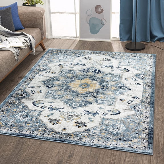 LUXE WEAVERS Bohemian Moroccan Area Rug, 5X7, Blue