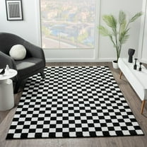 LUXE WEAVERS Geometric Checkered Black and White 5x7 Area Rug