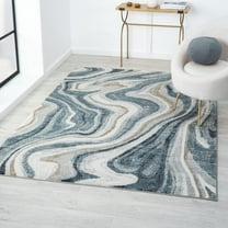 LUXE WEAVERS Marble Patterned Abstract Swirl Blue 5x7 Area Rug