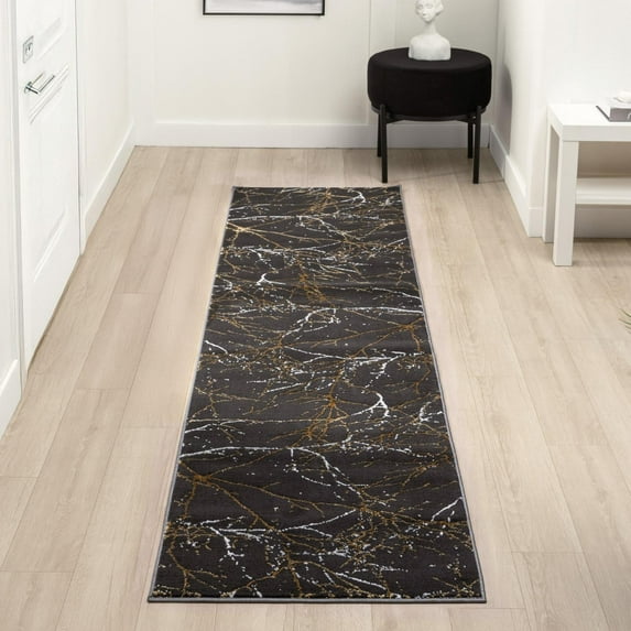 LUXE WEAVERS Modern Abstract Nature Black 2x8 Runner Rug, Non-Shedding Hallway Carpet