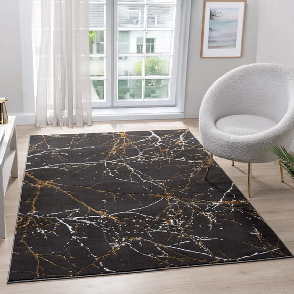 LUXE WEAVERS Modern Abstract Nature Black 9x12 Area Rug, Non-Shedding Carpet