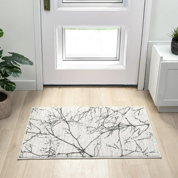LUXE WEAVERS Modern Abstract Nature Cream Gray 2x3 Entryway Rug, Non-Shedding Hallway Carpet