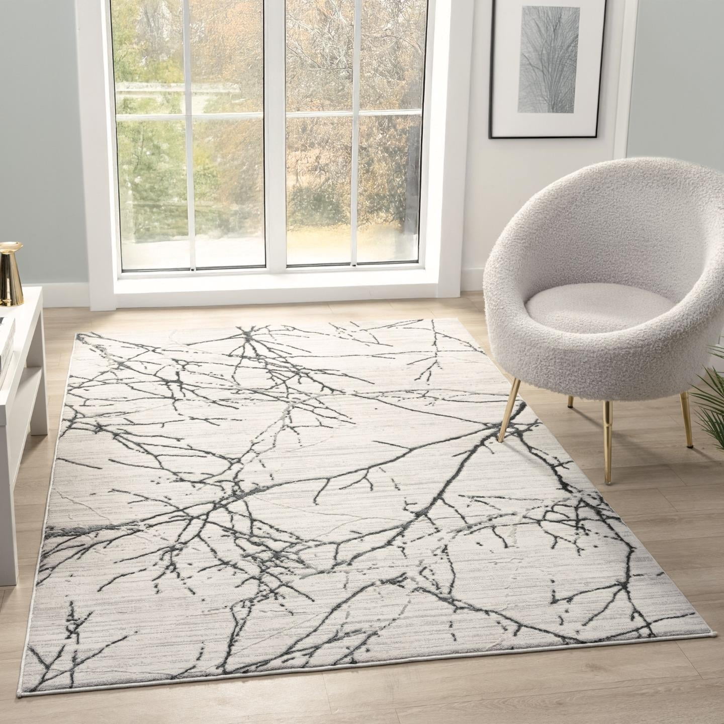 LUXE WEAVERS Modern Abstract Nature Cream Gray 8x10 Area Rug, Non ...