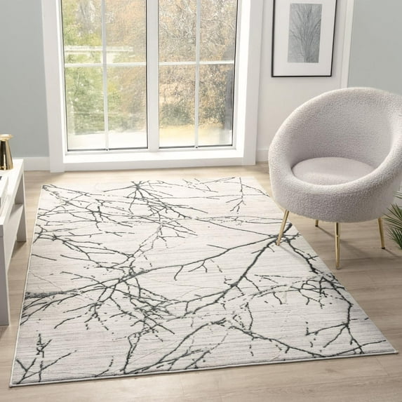 LUXE WEAVERS Modern Abstract Nature Cream Gray 8x10 Area Rug, Non-Shedding Carpet