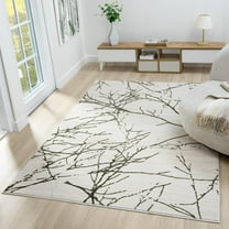 LUXE WEAVERS Modern Abstract Nature Cream Green 4x6 Area Rug, Non-Shedding Carpet