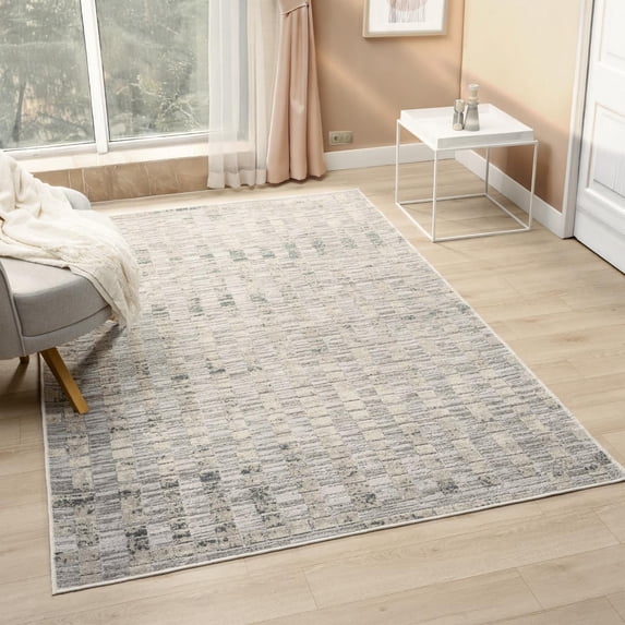 LUXE WEAVERS Modern Textured Striped Gray 6x9 Area Rug
