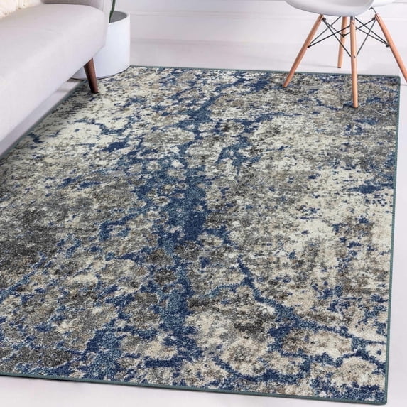 LUXE WEAVERS Modern Coastal Abstract Blue 5x7 Area Rug for Living Room and Bedroom
