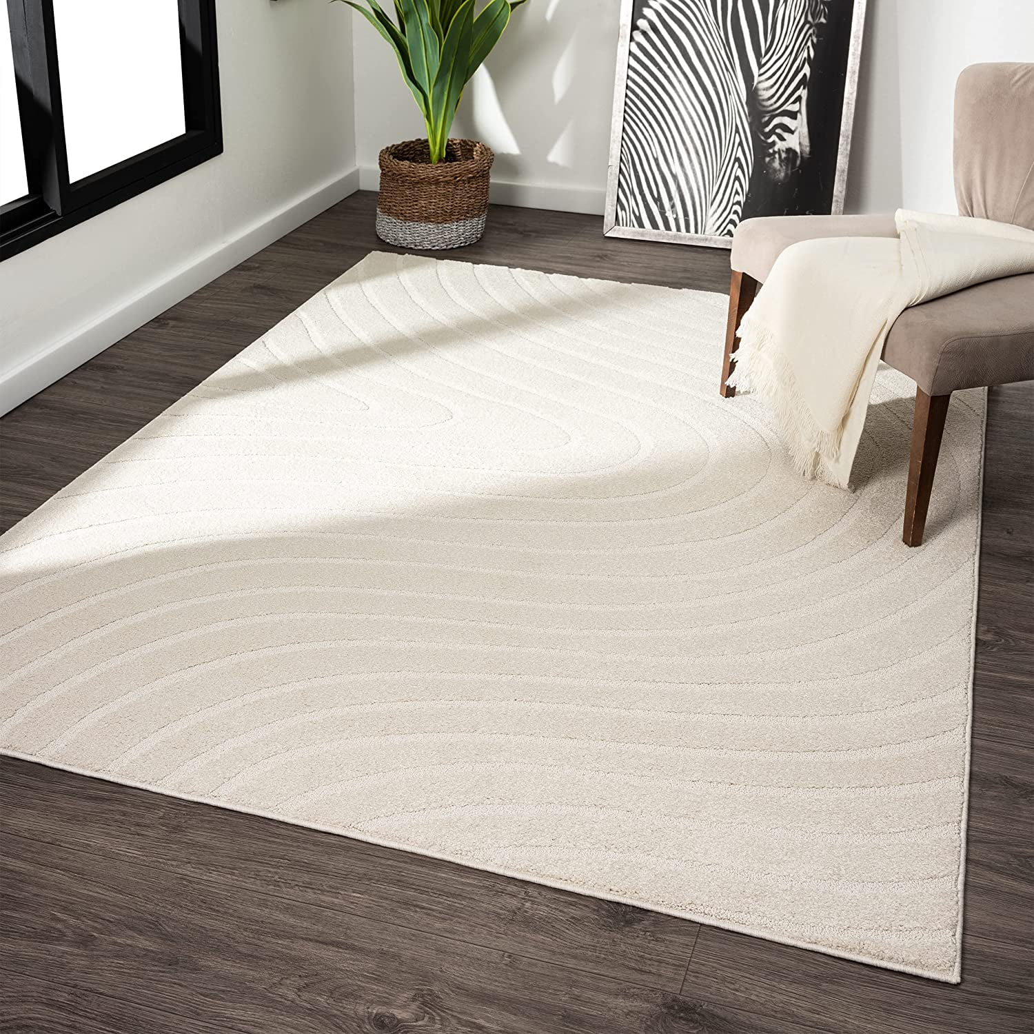 LUXE WEAVERS Modern Geometric Wave Cream 8x10 Area Rug - Walmart.com