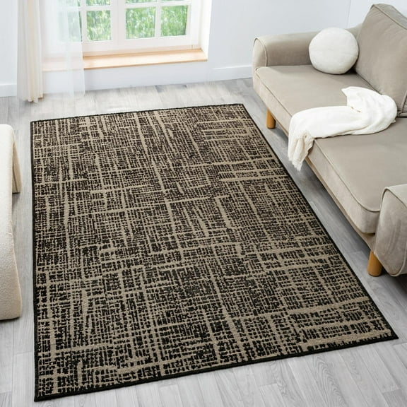 LUXE WEAVERS Rustic Textured Black 8x10 Area Rug, Farmhouse Carpet