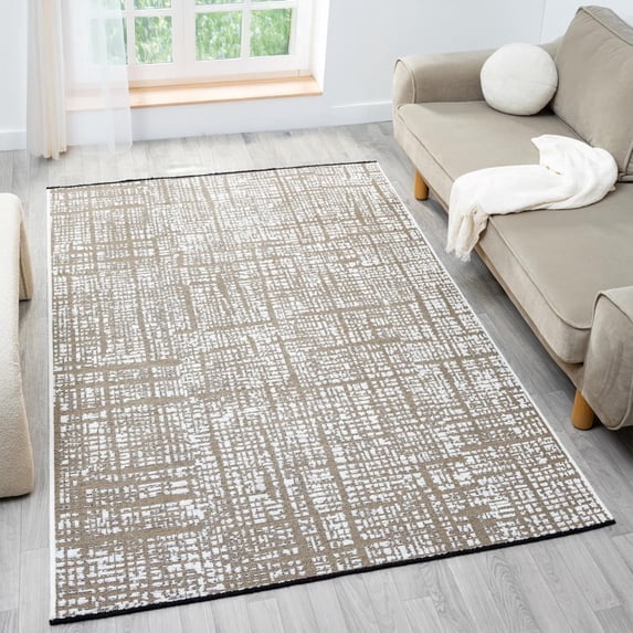 LUXE WEAVERS Rustic Textured White 5x7 Area Rug, Farmhouse Carpet