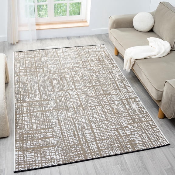 LUXE WEAVERS Rustic Textured White 5x7 Area Rug, Farmhouse Carpet
