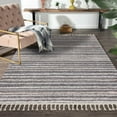 thumbnail image 1 of LUXE WEAVERS Striped Fringed Shag Gray 5x7 Area Rug for Bedroom, 1 of 9