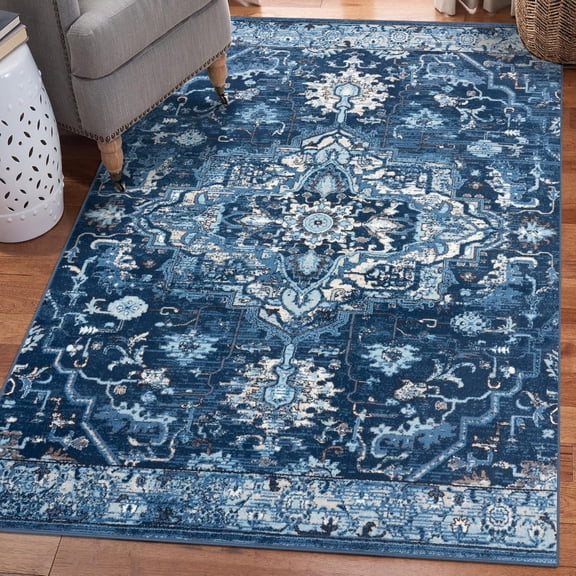 LUXE WEAVERS Victoria Collection 9934 Blue 5x7 Oriental Distressed Area Rug
