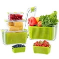 thumbnail image 1 of LUXEAR 4 Pack Vegetable Storage Containers for Fridge, Fruit Container with Lids &Removable Colander Large Fridge Organizer BPA-free for Fruit Vegetable, Berry, Meat Storage keep Fresh Longer Green, 1 of 12