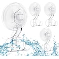 thumbnail image 1 of LUXEAR Suction Cup Hooks, 4 Pack Razor Holder Reusable Removable Waterproof Shower Hooks for Bathroom Livingroom Kitchen Towel Razor hanger, 1 of 9