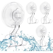 LUXEAR Suction Cup Hooks, 4 Pack Razor Holder Reusable Removable Waterproof Shower Hooks for Bathroom Livingroom Kitchen Towel Razor hanger