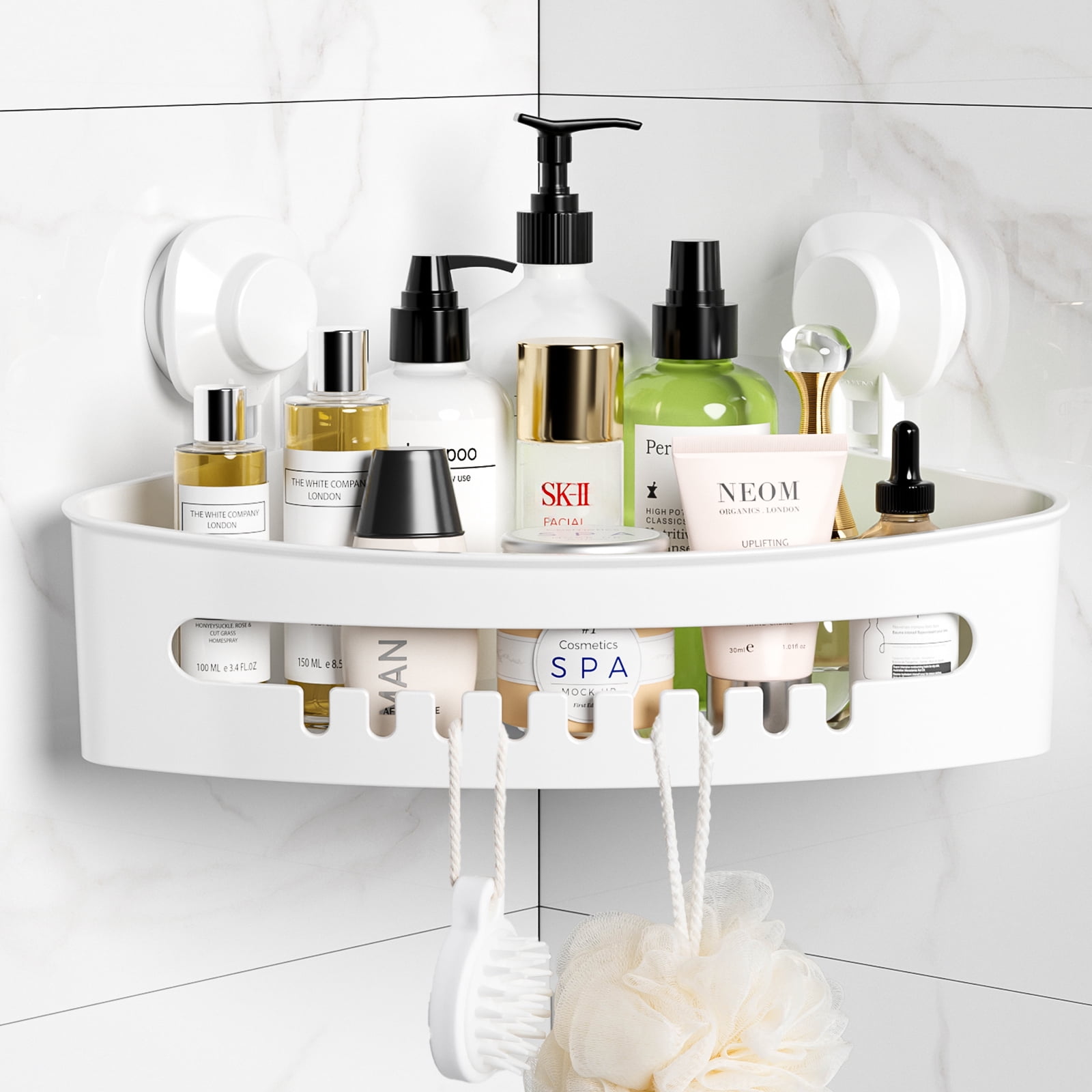 ONXE Suction Cup Corner Shower Caddy - No Drill Bathroom Organizer With Powerful Suction (2 Pack)