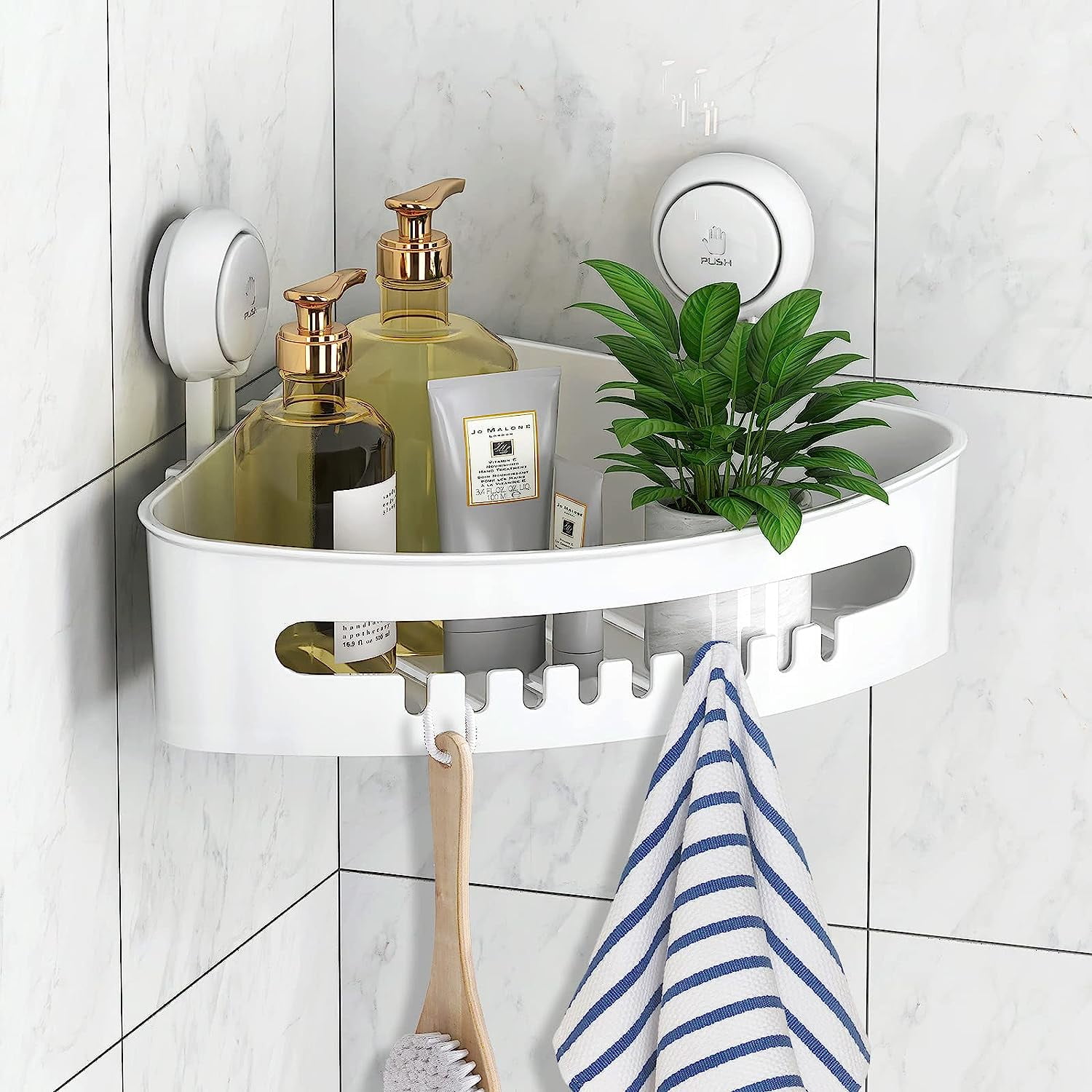 LUXEAR Suction Cup Corner Shower Caddy Wall Mounted Shower Shelf