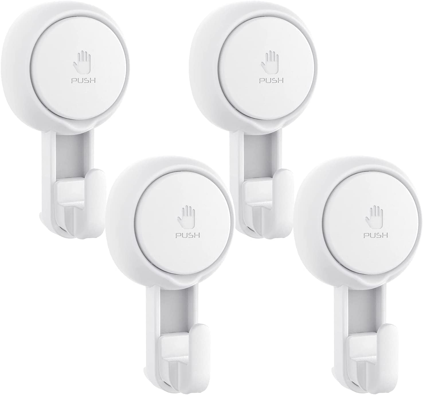 White Heavy Duty Waterproof Suction Cup Hooks for Bathroom and Kitchen