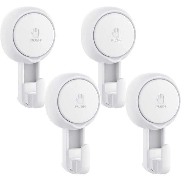 LUXEAR Suction Cup Hooks, Heavy Duty Reusable Wreath Hanger, Powerful Removable Shower Hooks, Vacuum Suction Wreath Holder for Christmas Decorations 4 Pack