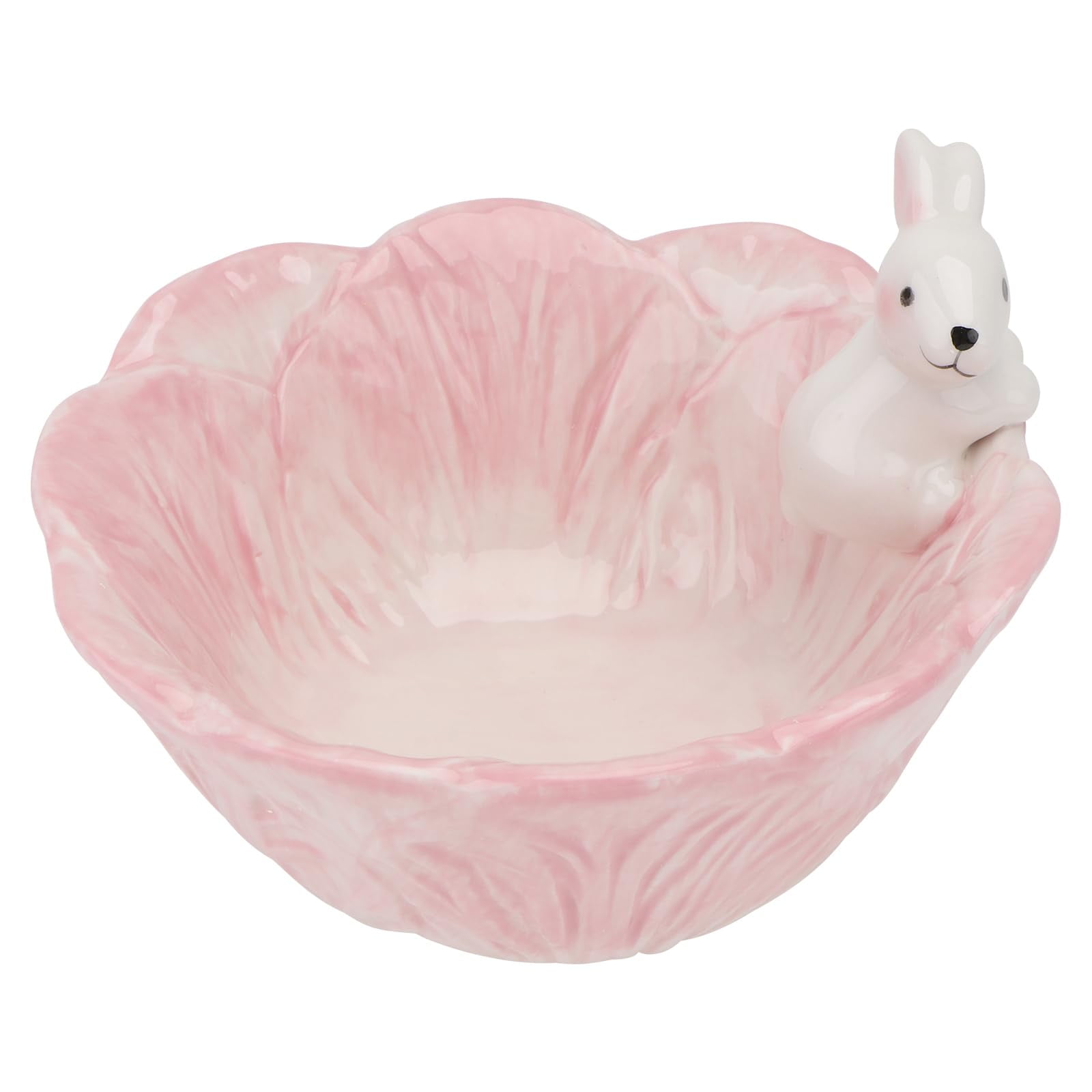 LUXERAD Easter Bunny Ceramic Candy Bowl - Pink Rabbit Snack & Appetizer Dish