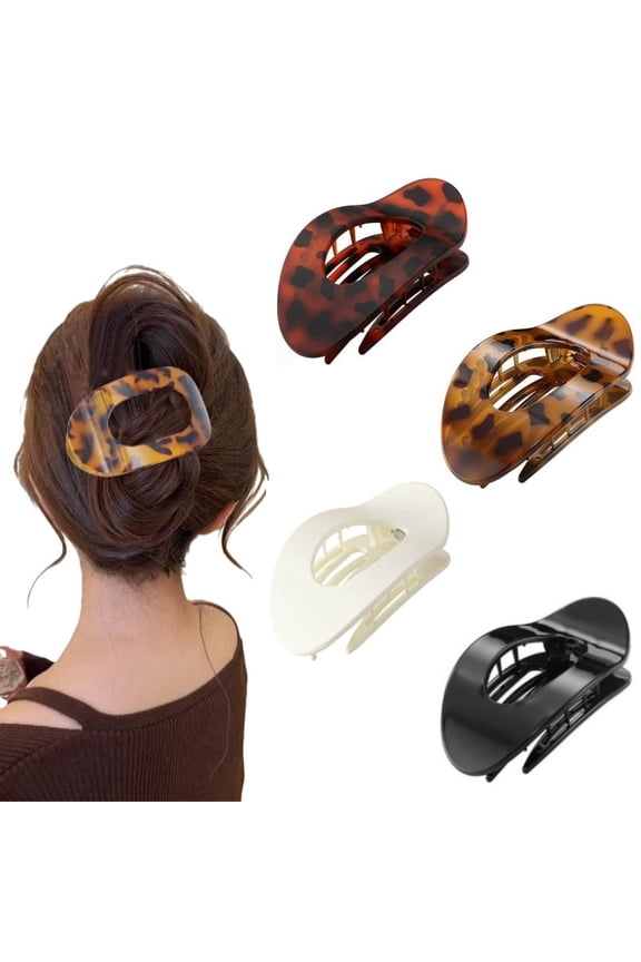 Flat Claw Clips 4-Pack Ergonomic & Comfortable Design Suitable for All Hair Lengths Secure Hold & Hair-Friendly Newly Upgraded