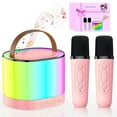 thumbnail image 1 of LUXERAD Mini Karaoke Machine - Portable Bluetooth Speaker with 2 Mics, Pink, 1 of 7