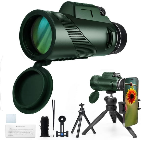 LUXEURS -80x100 Monocular Telescope- Larger Vision with BAK4 Prism & FMC Lens- Smartphone Telescope Monoculars for Adults- Men Gifts for Stargazing, Hunting, Wildlife, Bird Watching or Camping/Hiking