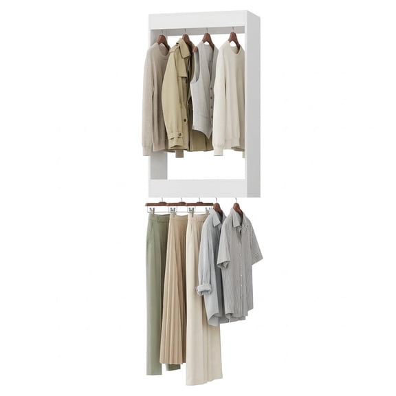 LUXEYARD 19.5 in W White Double Hanging Closet Unit Wall Mounted Modular Closet System for Bedroom Walk in Closet