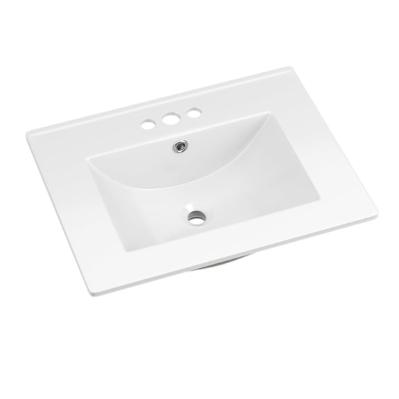LUXEYARD 24-in W White Ceramic Bathroom Vanity Top with Integrated Rectangular Sink