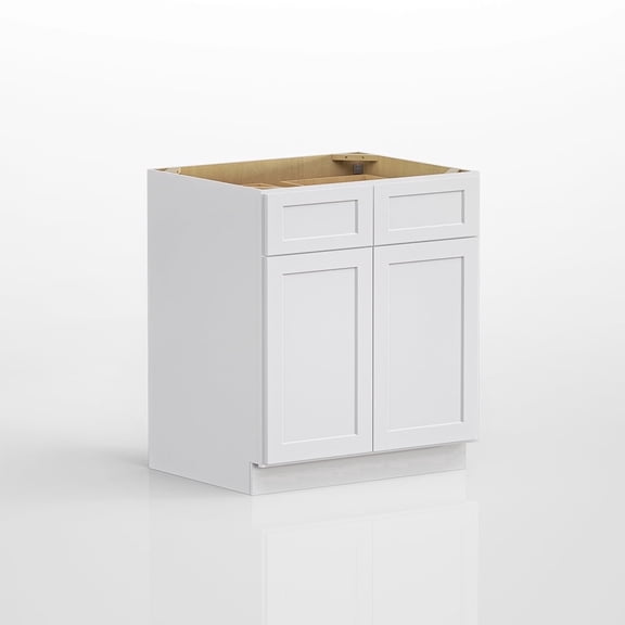 LUXEYARD 30 in W White Shaker Sink Base Cabinet for Kitchen Storage, Ready to Assemble