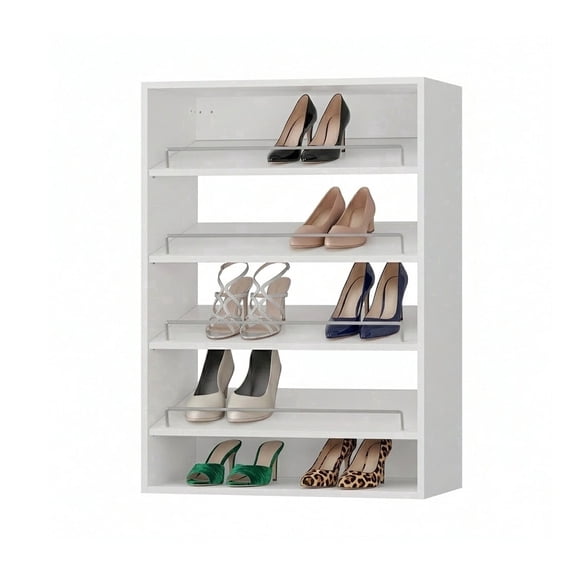 LUXEYARD 31.5 in W White Shoe Shelf Tower Closet Unit Wall Mounted Modular Closet System for Bedroom Walk in Closet