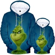 LUXIFA Family Matching Grinch Anime Cotton Soft Sofspun Sweatshirt Comfortable Hoodies Pullover for Boys Girls 5-16 Years